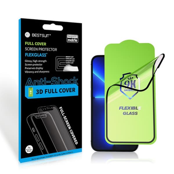 Bestsuit Fleksibelt 5D Full Glue Hybridglas til iPhone 15 Plus sort