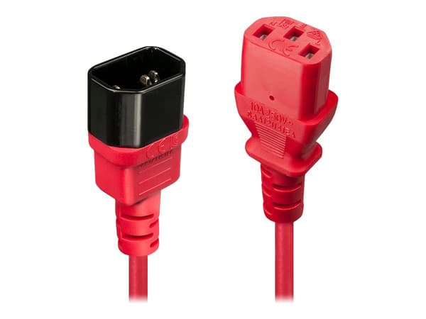 Lindy IEC 13/14 strømkabel rød 2m - 30478