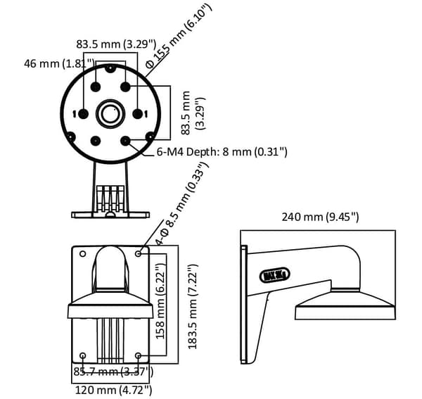 HIKVISION DS-1473ZJ-155(BLK) Fäste