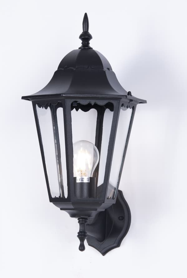 Klassinen ulkoseinävalaisin LOZANA, musta IP44 K-5006A UP BLACK Kaja Lighting