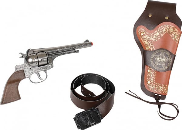 Metallrevolver med hölster och gonherrem