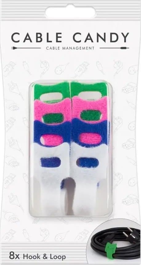 Cable Candy ranneke vihreä pinkki sininen valkoinen 8kpl