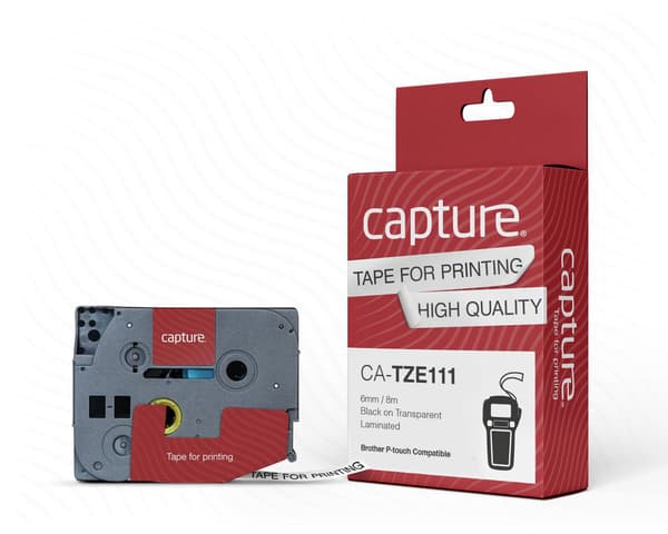 Capture 6mm x 8m musta läpinäkyvällä teipillä