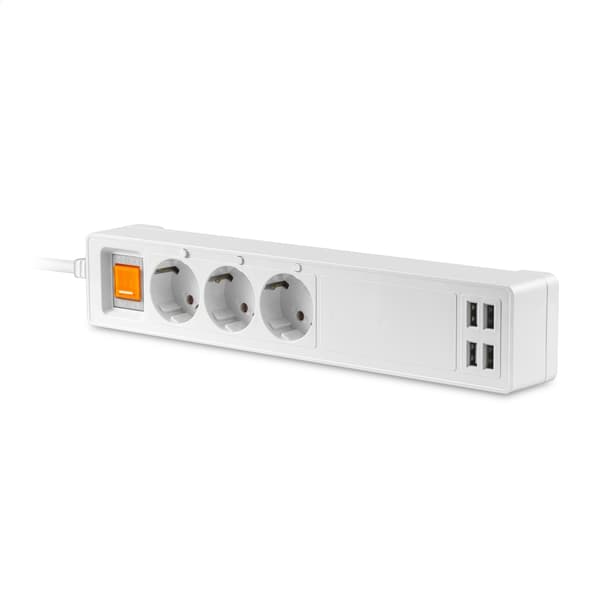 PLATINET SMART STRØMSKINNE 1.8M TYSK TYPE 16A 4xUSB-A/5A TUYA APP [45507]