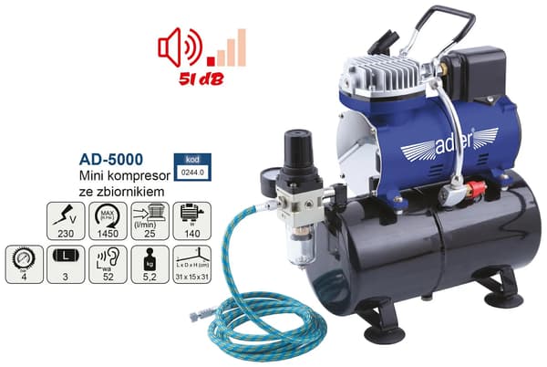 ADLER KOMPRESSOR/MINI LUFTKOMPRESSOR TIL AIRBRUSHES AD-5000