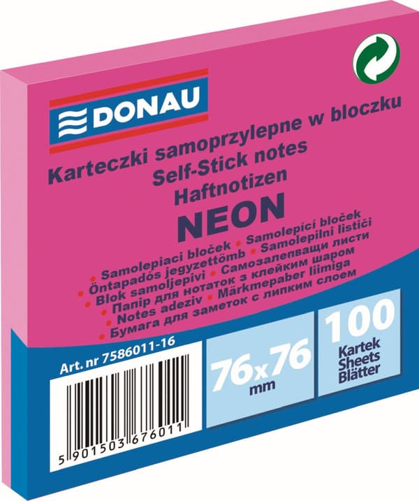 Noter Donau 76x76mm neon pink (100)