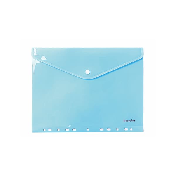 Plastmappe med knap A4 blå transparent Skrivebord (TKZP-A4-02)