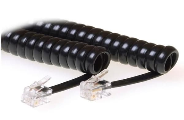 ACT Coiled phonehorn cable 1,5 m Musta