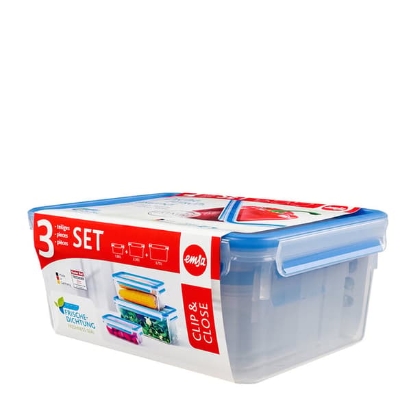 Emsa Food Clip&Close 508567 3p Set transparent/blå