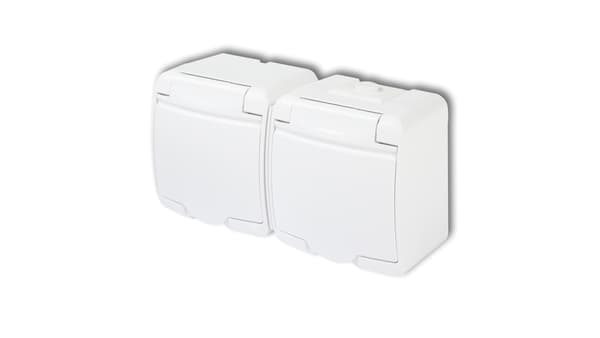 Karlik Vägguttag vit NT 2X Z/U MED LOCK IP44 - GHE-2
