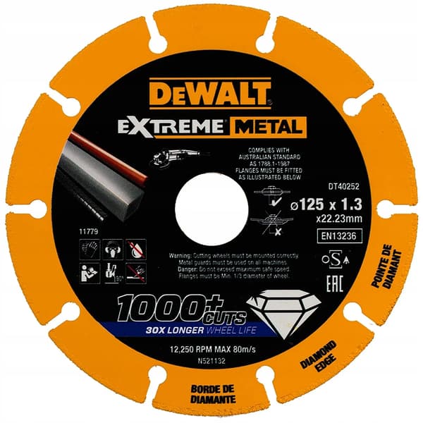 125x22,2mm SEGMENTOITU TIMANTTILEVY METALLILLE EXTREME DEWALT