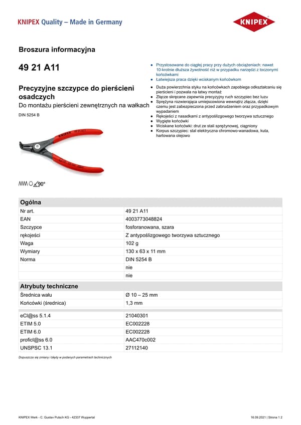 KNIPEX Tarkkuuslukkorengaspihdit