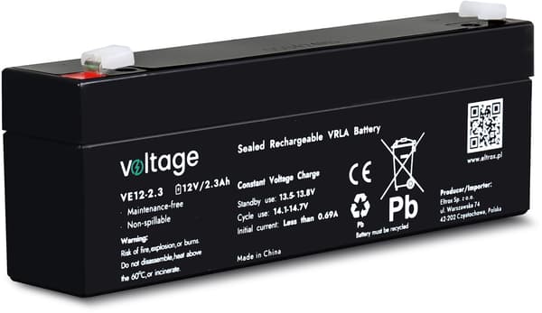 Batteri AGM Spænding 12V 2.3Ah VE12-2.3