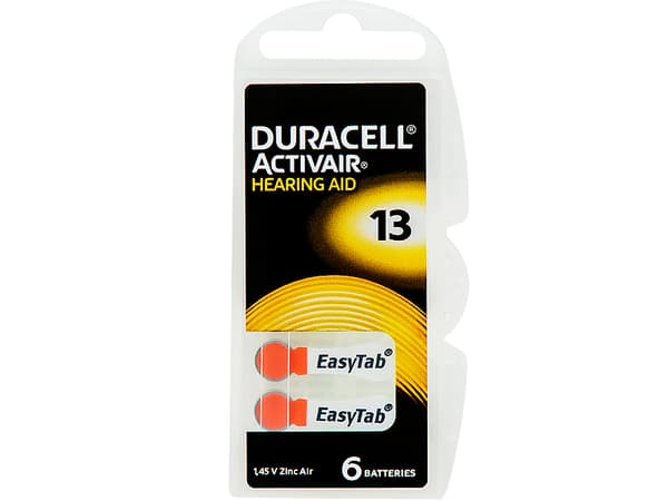 Duracell A13/DA13/ZL13, Zink-luftbatterier, 6 stk.