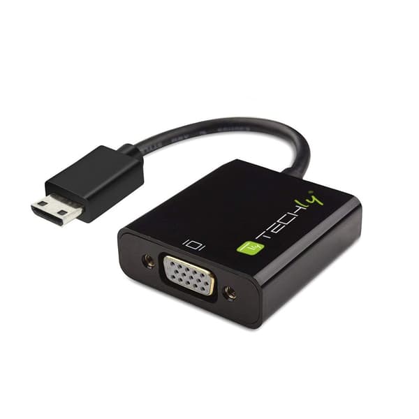 Adapteri Techly HDMI-VGA4 mini HDMI (C) uros VGA naaras, musta 0.1m IDATA