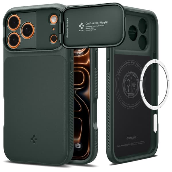 Spigen Optik Armor MagSafe, syvänvihreä - iPhone 2025 Pro