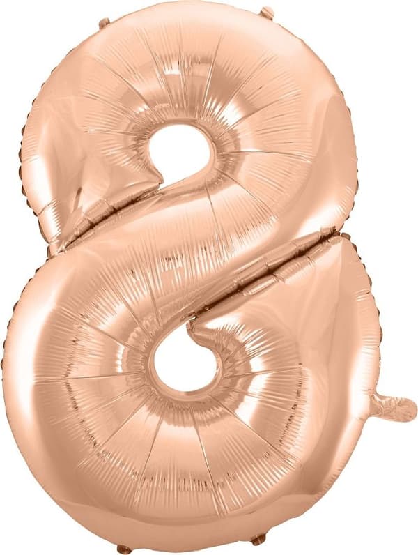 Folieballong B&C \"Nummer 8\" roséguld 92cm Godan