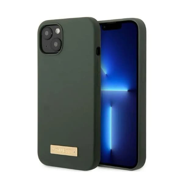 Guess GUHMP13MSBPLA iPhone 13 6.1\" grøn/khaki Hardcase Silikone Logo Plade MagSafe