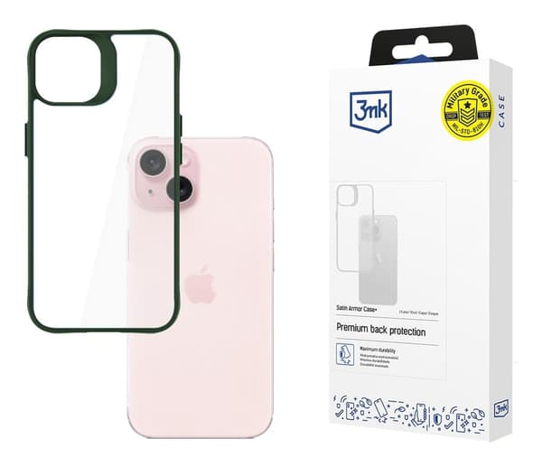 3MK Satin Armor Case+ iPhone 15 grøn/grøn