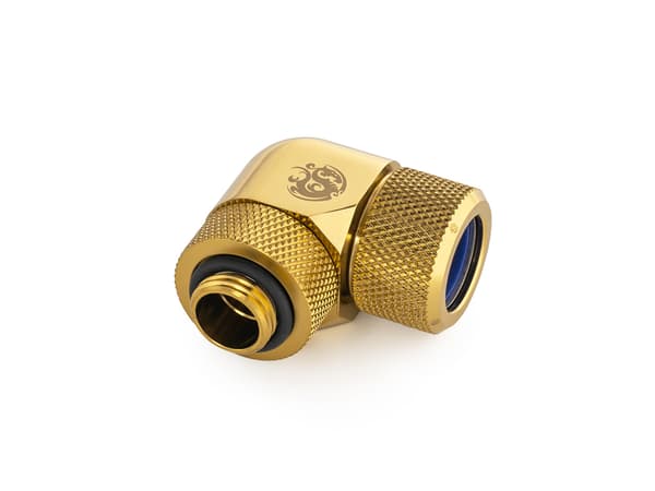 Bitspower Advanced Multi-Link Adapter Forbindelser 90 Grader G1/4 Tommer AG Til Hard Tube 14mm AD - Drejelig, Messing
