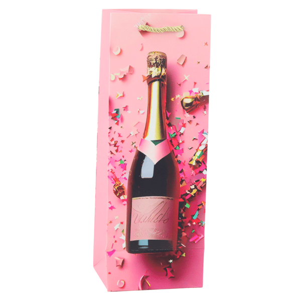 Papperspresentpåse för champagneflaska Pastell 35 x 12 x 9 cm