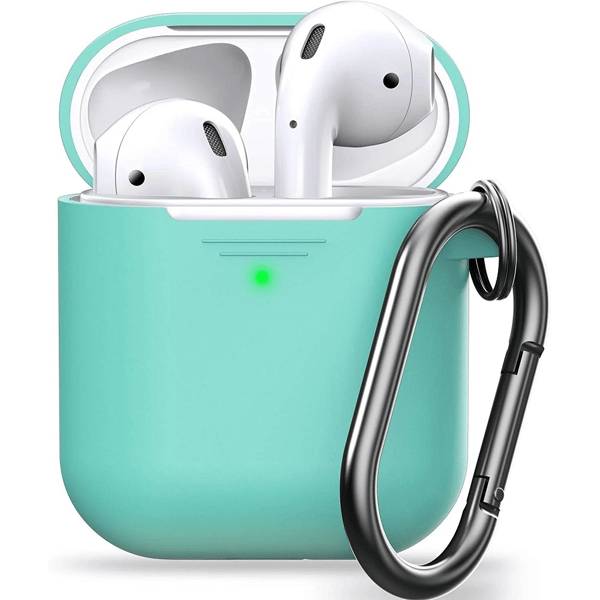 KeyBudz Elevate Nøglering - beskyttende silikoneetui til AirPods 1/2 (diamantblå)