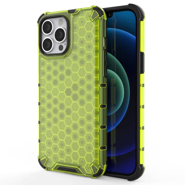 Honeycomb mobilskal skyddsfodral med TPU-ram för iPhone 13 Pro Max grön