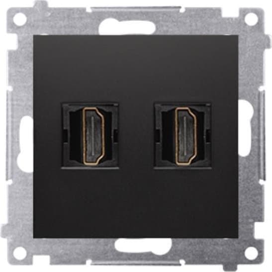 Kontakt-Simon Simon 54 HDMI-stik dobbelt (modul) mat sort DGHDMI2.01/49