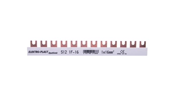 Liitäntäkisko 1P 80A 16mm2 haarukka (12 mod.) 1F S12 1F-10 45.121