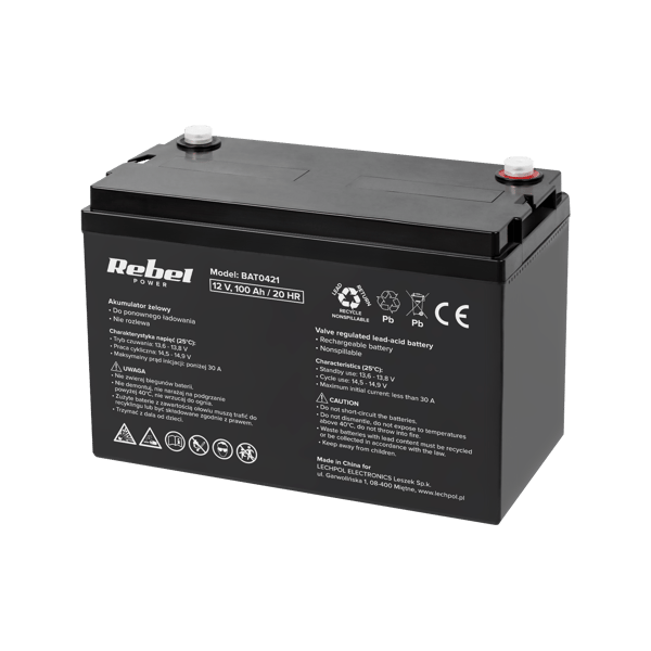 Rebel 12V 100Ah Zelum Batteri