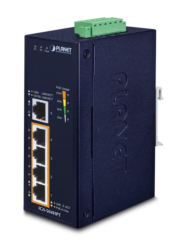 Industriel switch 5x Giga heraf 4 PoE AT -40/75°C