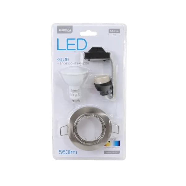 Omega LED-kohdevalaisimen pidike, pyöreä, nikkeli