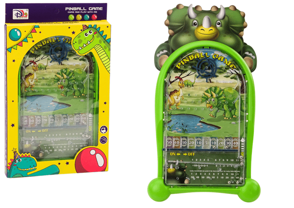 Flipperi-arcade-peli dinosaurusjalustalla, vihreä