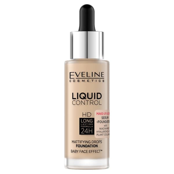 Eveline_Liquid Control HD Mattifying Drops Foundation Mattifying Subclade til Ansigt 015 Light Vanilla 32ml