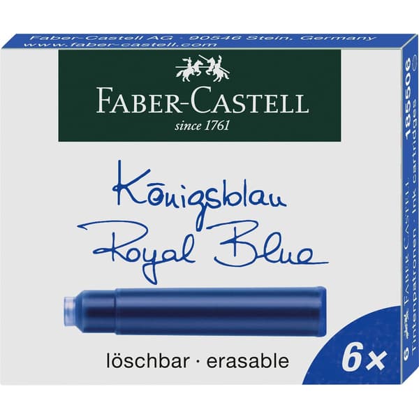 Korte blå patroner 6 stk FABER CASTELL