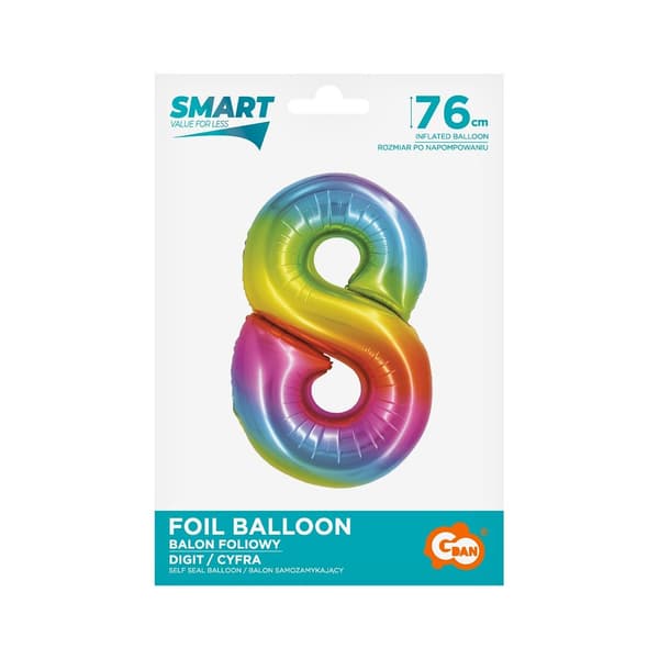 Folieballong Smart Nummer 8 fil 76cm CH-STC8