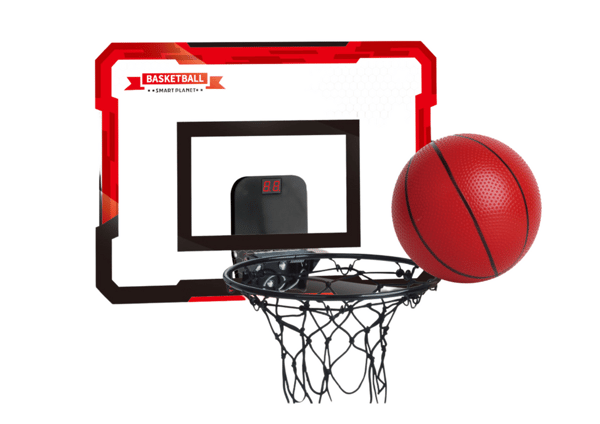 Basketballkurv til børn med bagplade, tæller og bold
