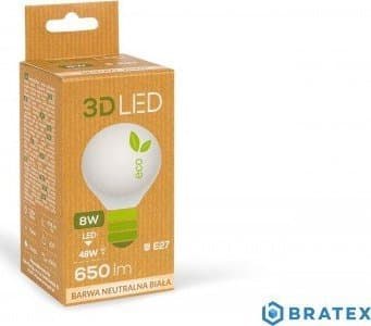 LED Pære 8W E27 Kugle 710lm Neutral 4000K/GP022N08