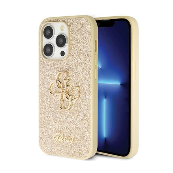 Originalt GUESS Hardcase GUHCP14LHG4SGD til iPhone 14 Pro (Fixed Glitter Big 4G / guld)
