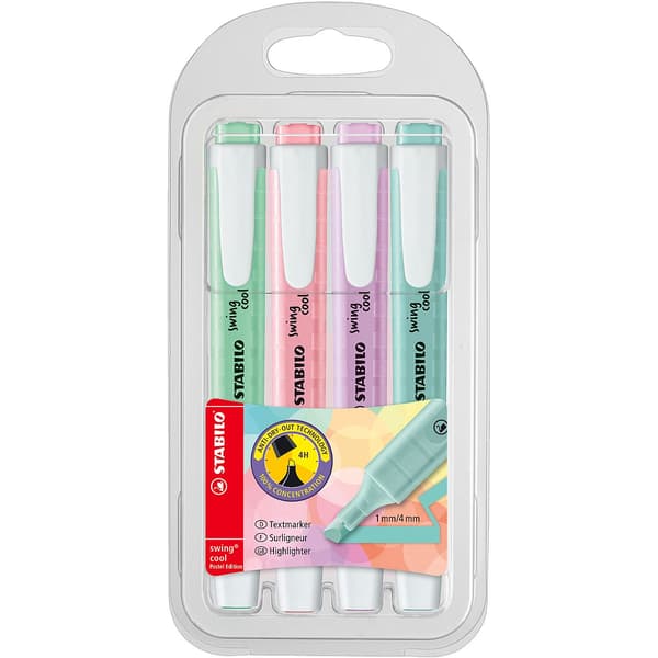 Overstregningstusch Swing Cool etui 4 farver Pastel STABILO