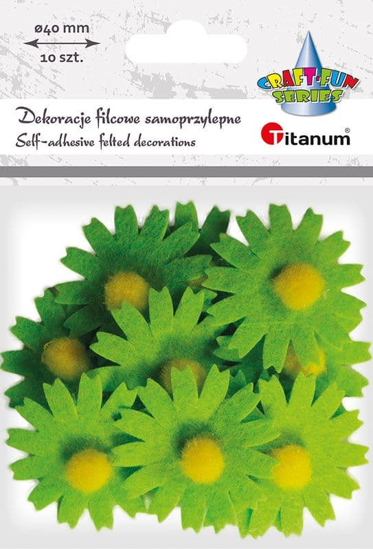 Filtdekoration 3D Blommor Grön 10st