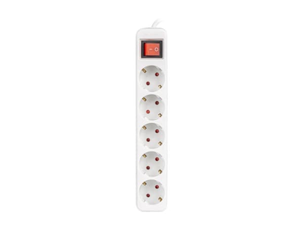 Stikdåse - 5 stik Schuko Lanberg 2500 W 3 m Hvid (3 m)