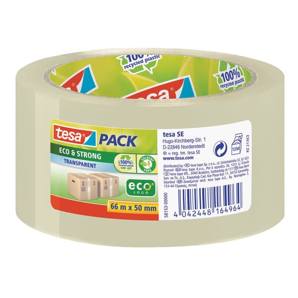 Tesa Packtejp 66m x 50mm Eco&Strong transparent 58153