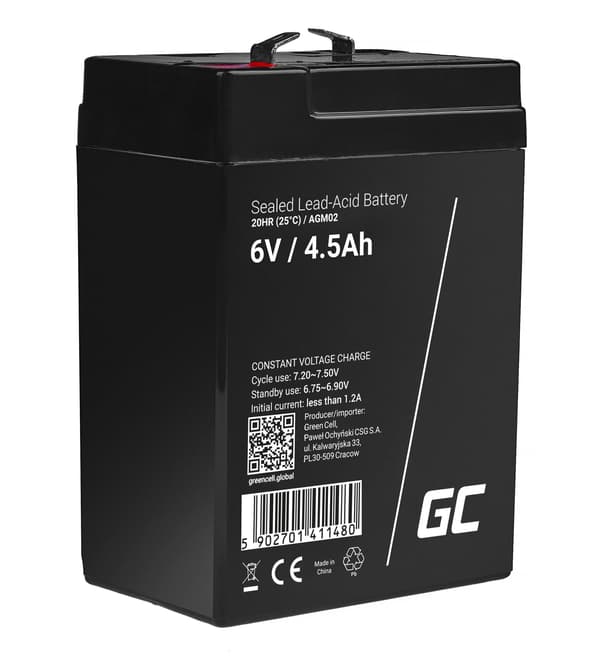 Green Cell Batteri 6V/4.5Ah (AGM02)