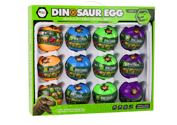 Dinosaurie rullande ägg 12 delar set färgglada