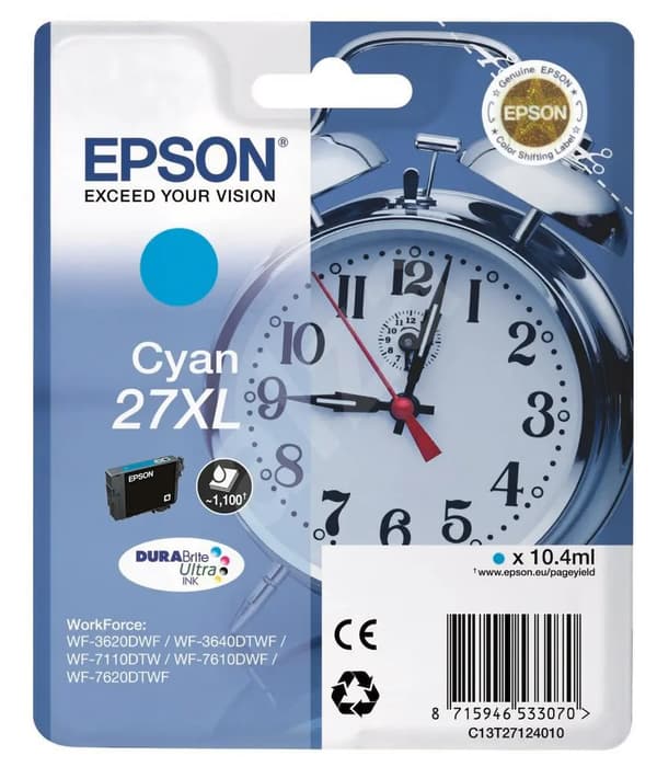 Epson 27XL - XL - cyan - original - blækpatron