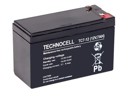 AGM 7Ah 12V Technocell TC 7-12 vedligeholdelsesfrit batteri
