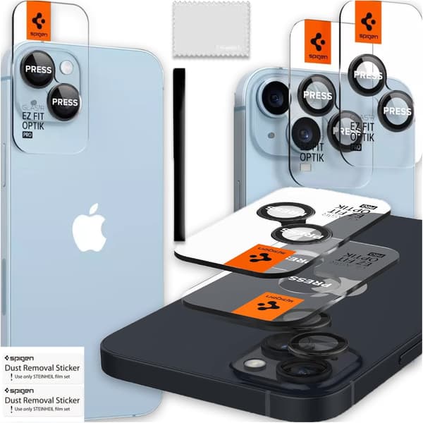 Spigen Glas.tR EZ Fit Optik Kamerabeskyttelse til iPhone 14 / Plus / 15 / Plus – Sort 2 stk.