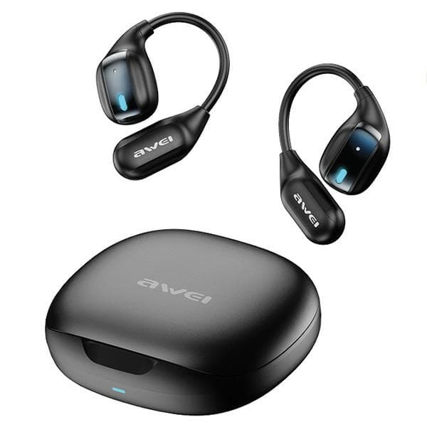 AWEI TZ12 trådløse hovedtelefoner Bluetooth 5.4 + dockingstation sort