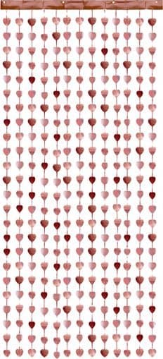 Gardin - Hjerter, rosa guld, 100x245 cm